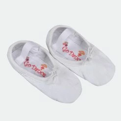 Best Pirce 🎉 Παπούτσια για Χορό και Μπαλέτο Go Dance Leather Ballet Full Sole WHITE 🤩