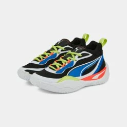 Best Pirce 👏 Μπάσκετ Puma Playmaker Παιδικά Παπούτσια Jet Black-Puma Royal-Puma White-Light Lime 😍 -Παιδικά Παπούτσια Εκπτώσεις puma playmaker jr 4