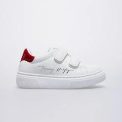 Αγορά 🧨 Casual | Lifestyle 👟 Sneakers Tommy 👖 Jeans Low Cut Velcro Παιδικά Παπούτσια WHITE/BLUE/RED 🎁